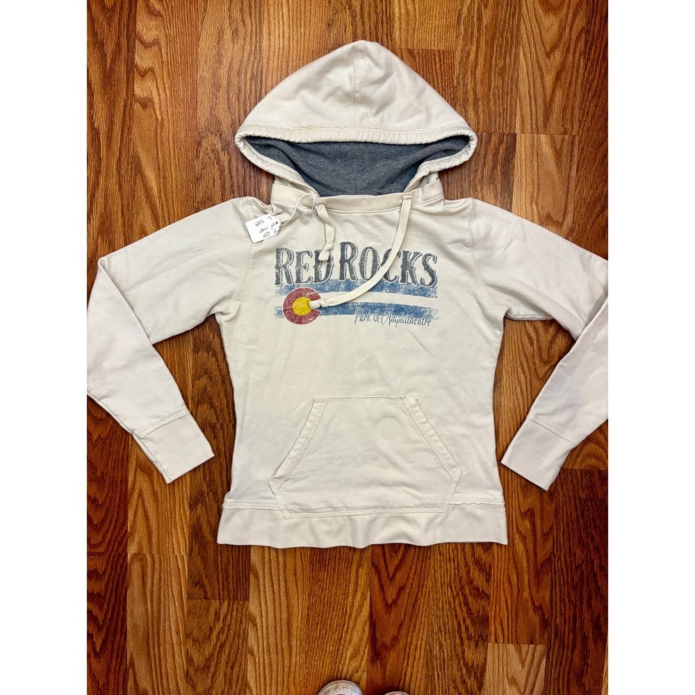New Agenda Red Rocks Colorado Graphic Hoodie Gorpcore Distressed M Cream